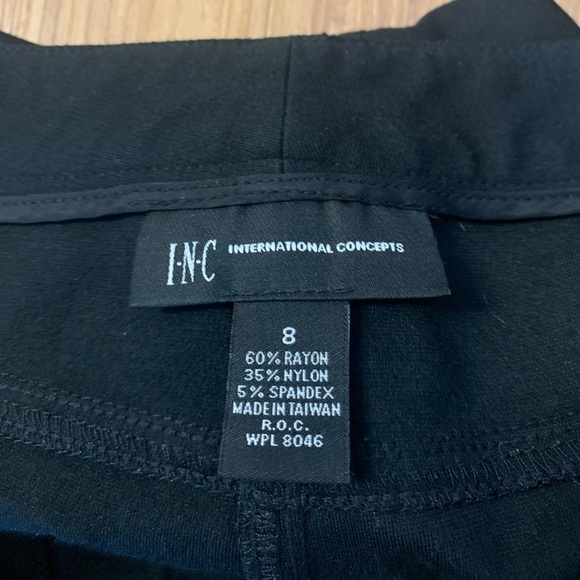 INC Black Straight Leg Pants w/ Snap Ankle Detail - Picture 6 of 9